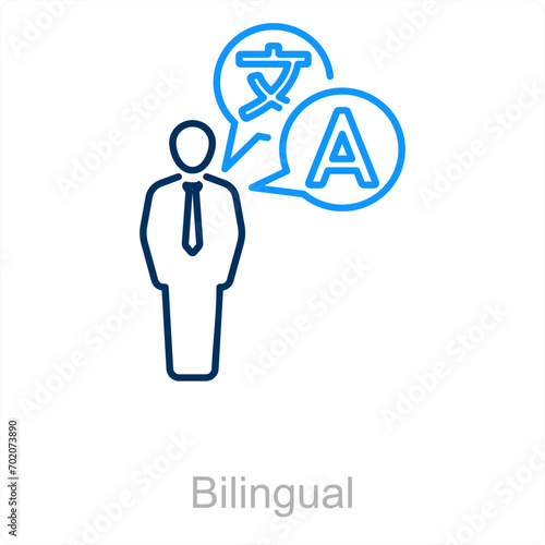 Bilingual and language icon concept