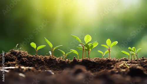 Seedlings of the plant grow , safe nature earth day concept photo