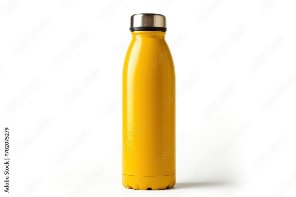 yellow thermos bottle isolated on white background yellow thermos bottle isolated on white background