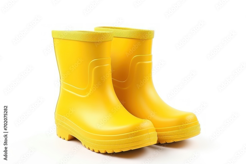 yellow kids rubber boots isolated on white yellow kids rubber boots isolated on white