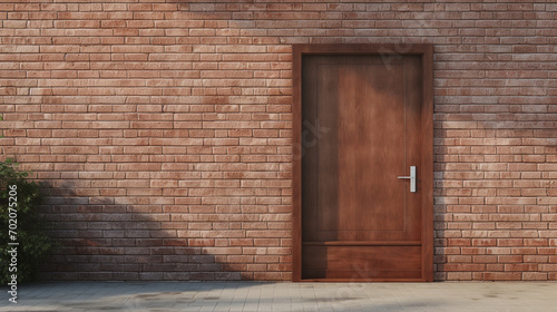 レンガの壁とシンプルでモダンなドア photo