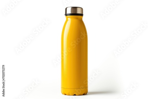 yellow thermos bottle isolated on white background