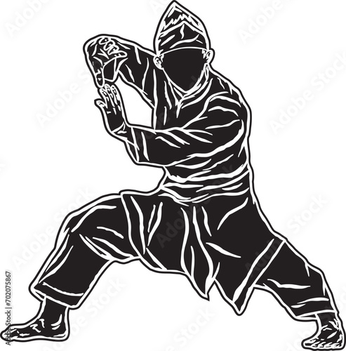 pencak silat vector logo black white photo