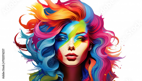 Portrait of a woman with rainbow hair