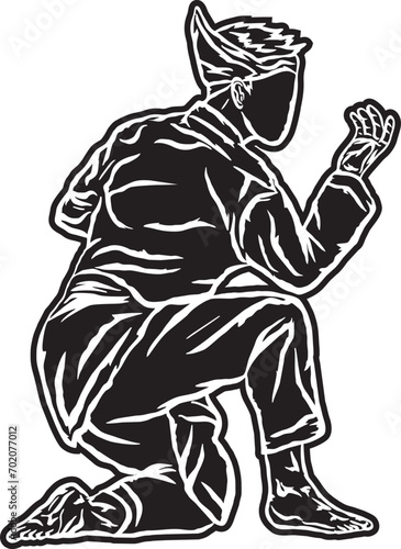 pencak silat vector logo black white