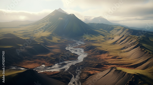 Beautiful mountains landscapes in cordillera huayhuash, Peru, south America. generative ai