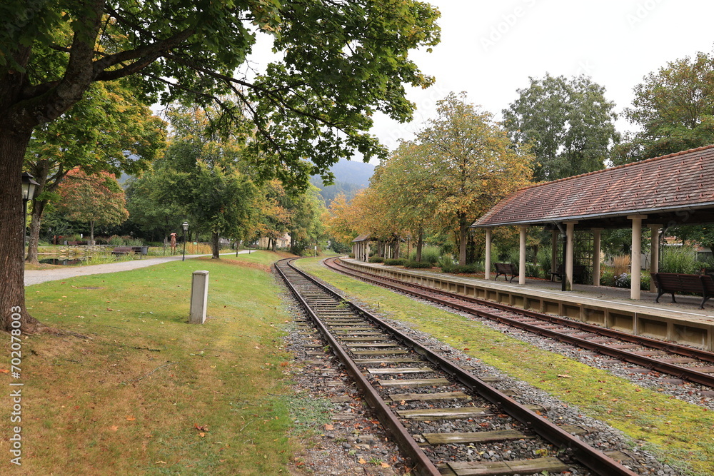 Blick auf den Bahnhof von Bodenmais im Bayerischen Wald