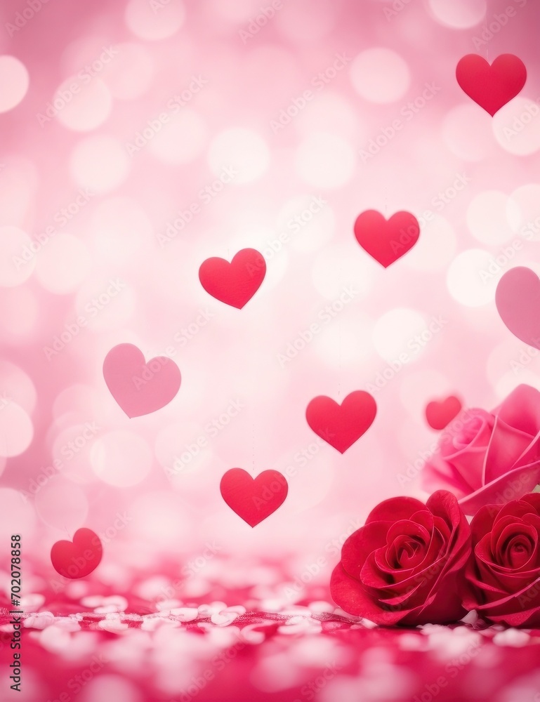 Valentine's day background with roses and hearts, Valentine’s background, Valentine’s wallpaper