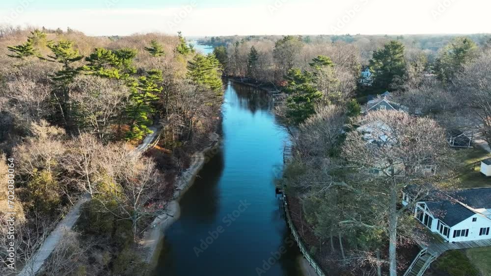 Aerial follow along a tributary to Lake Michigan. Aerial follow along a tributary to Lake Michigan.