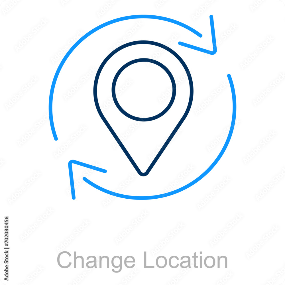Change Location and map icon concept Change Location and map icon concept