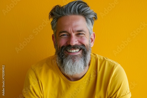 a man in a yellow shirt