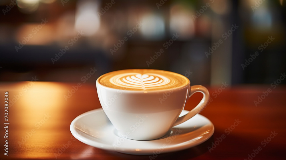 Obraz premium クリーミーなラテアートのクローズアップ