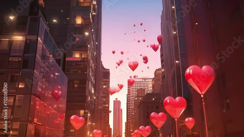 The citys energy comes alive on Valentines Day, as the tall buildings seem to le in excitement and anticipation of the many love stories being written in its streets, windows, and alleyways. photo