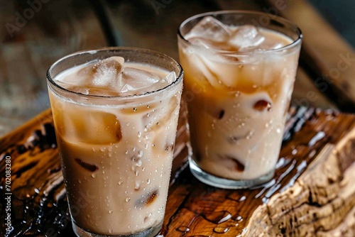two glasses of ice tea on a wood surface