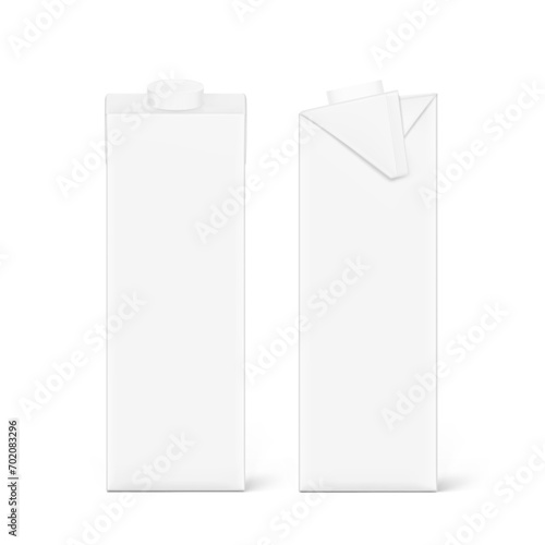Set of universal mockup of a blank white box with a screw cap. Front and side views. Vector illustration isolated on white background, ready and simple to use for your design. EPS10.