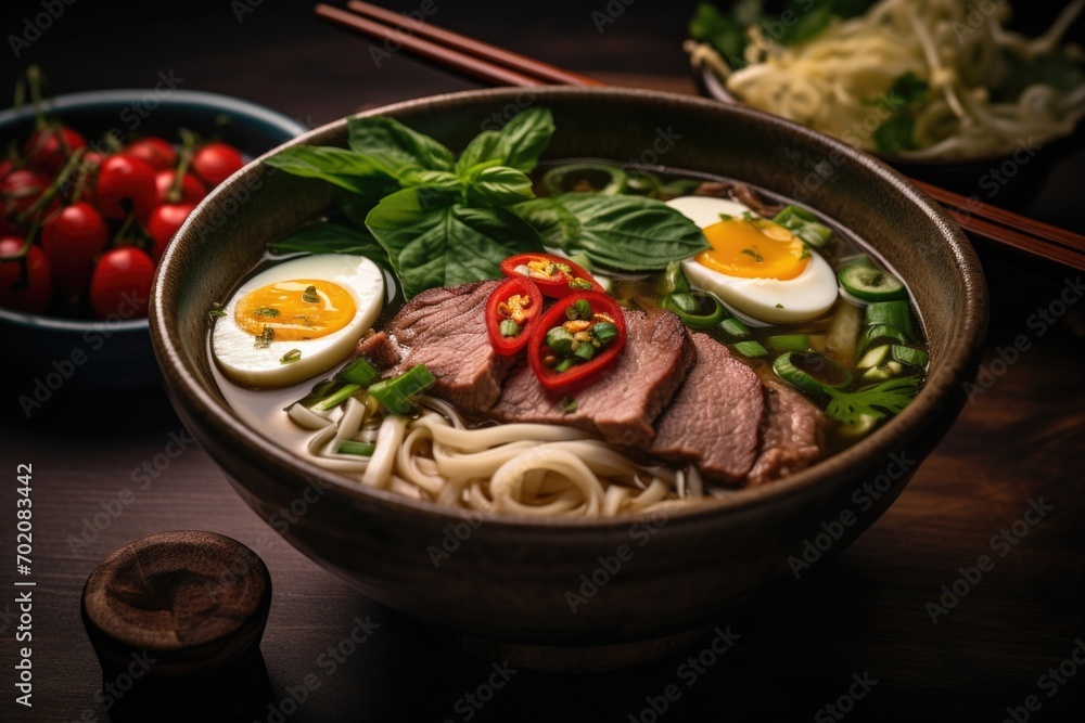 Pho Bo soup with meat and noodles Pho Bo soup with meat and noodles