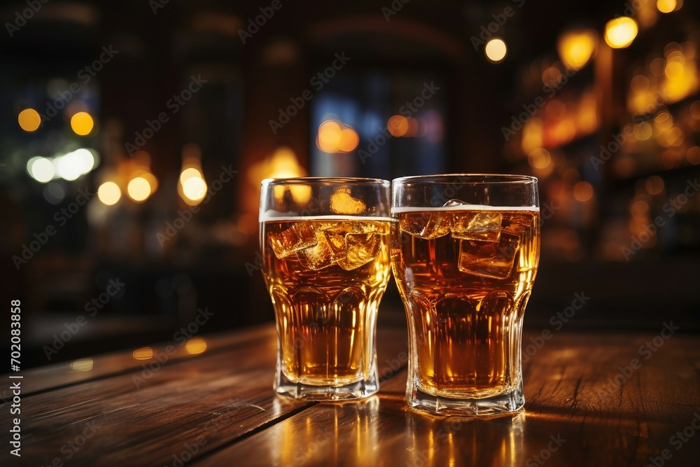 two glasses of liquid on a table