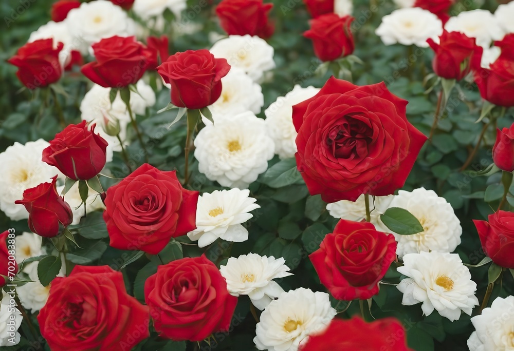 Rose Nostalgie Red white roses in the park garden Rose Nostalgie Red white roses in the park garden