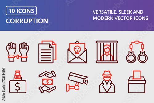 Corruption Thick Line Two Colors Icons Set