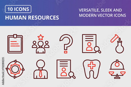 Human Resources Thick Line Two Colors Icons Set