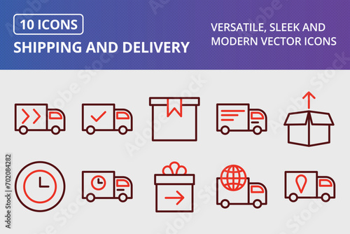 Shipping And Delivery Thick Line Two Colors Icons Set