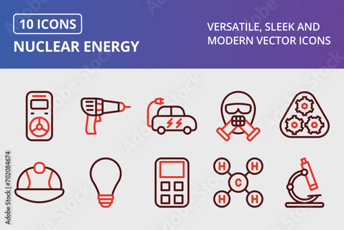 Nuclear Energy Thick Line Two Colors Icons Set