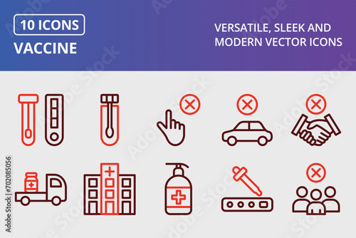 Vaccine Thick Line Two Colors Icons Set
