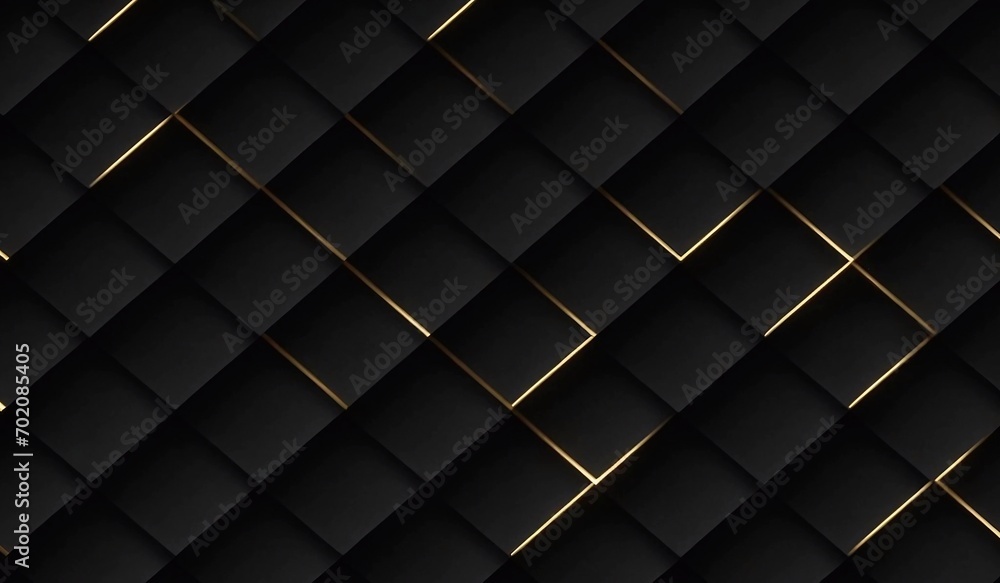 Luxurious abstract background with black squares and gold stripes. Generative AI. Luxurious abstract background with black squares and gold stripes. Generative AI.