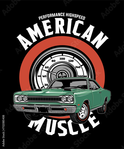 American Muscle Vintage Vector Illustration