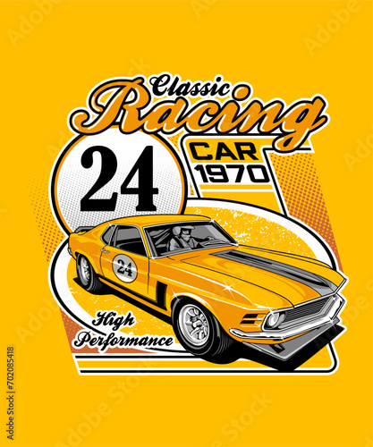 Classic Racing Vintage Vector Illustration