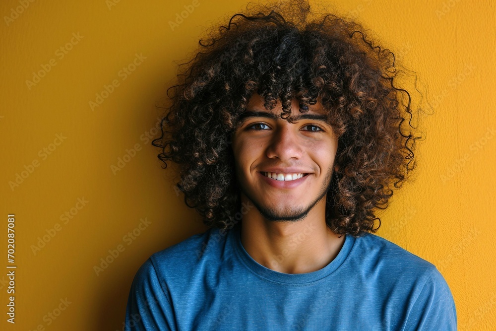 a man with curly hair smiling a man with curly hair smiling