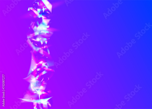 Glitch Background. Transparent Effect. Disco Vaporwave Illustration. Glitter Art. Hologram Glitter. Luxury Foil. Shiny Banner. Blue Laser Tinsel. Purple Glitch Background