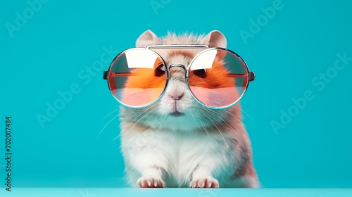 Creative animal concept. Hamster in sunglass