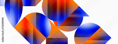 Serene gradient template. Circles and triangles mingle in minimalist perfection. Gentle fusion of forms and hues creates balanced yet captivating backdrop, embodying modern sophistication