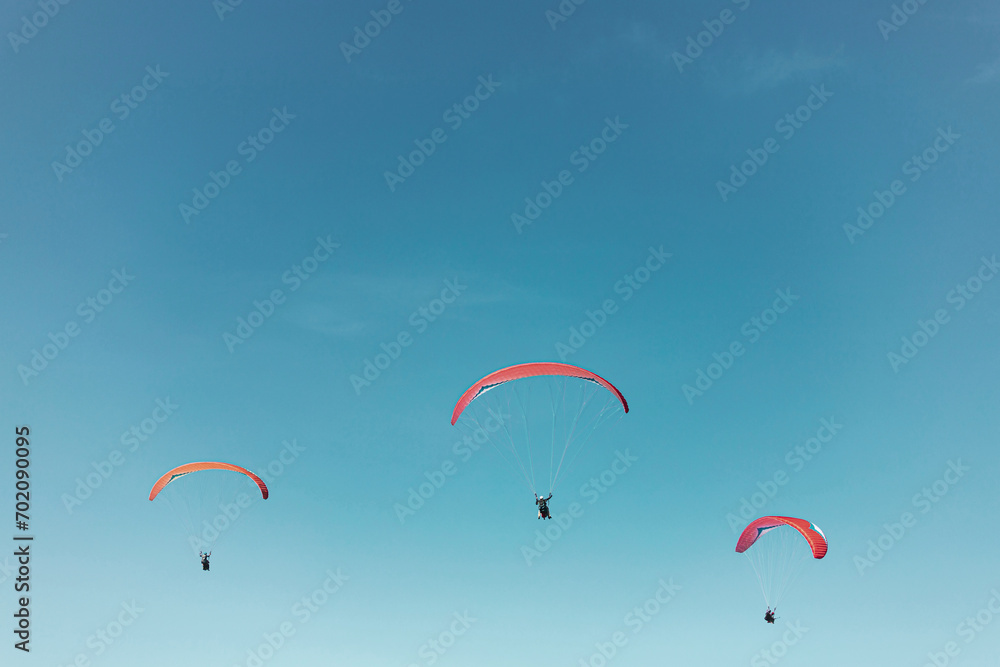 Paraglider in the sky. The sportsman flying on a paraglider. Paraglider in the sky. The sportsman flying on a paraglider.