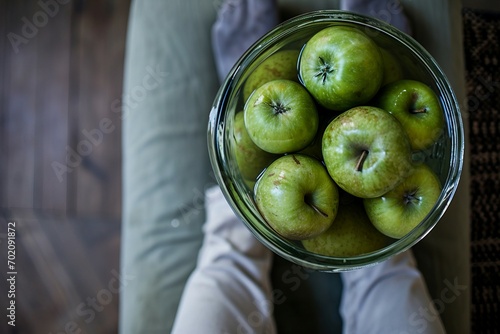 a bowl of green apples photo