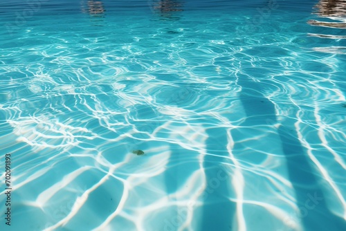 a clear blue water with ripples and a small fish