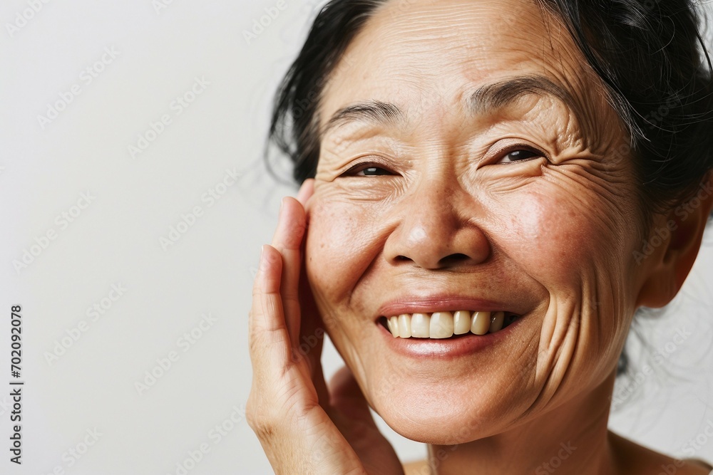 a close-up of a woman smiling a close-up of a woman smiling