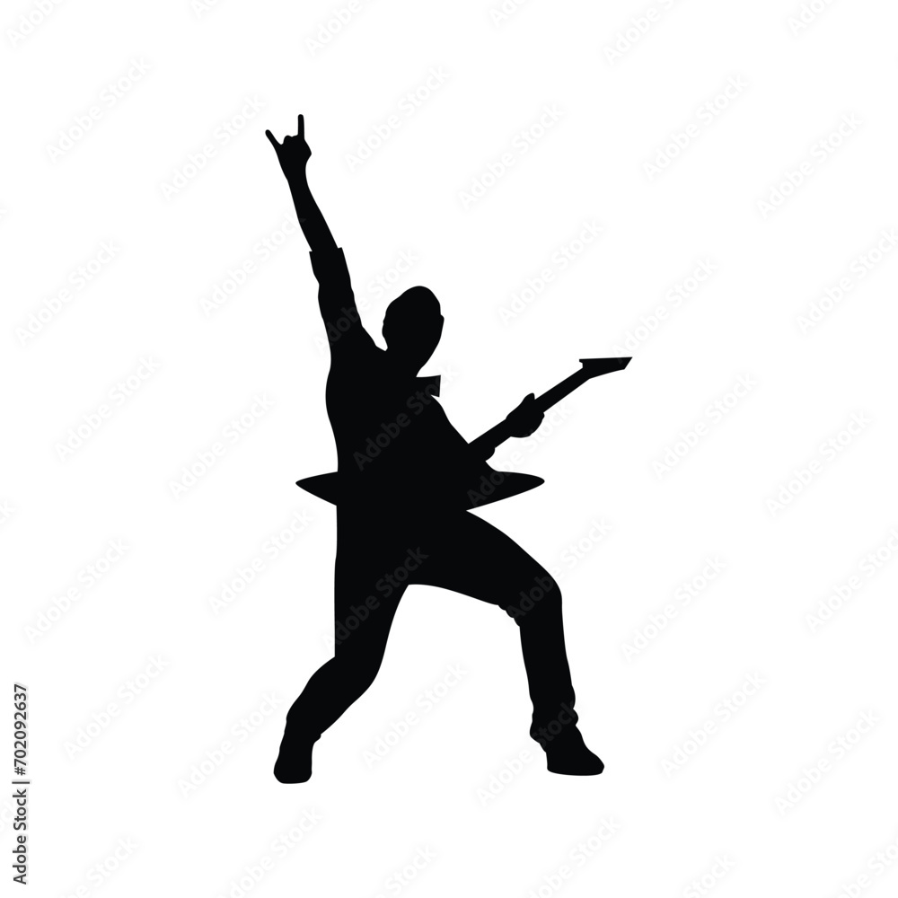 rock guitarist silhouette design illustration