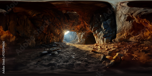 cave in the mountains, 9k VR 360 equirectangular projection, Immersive HDR 