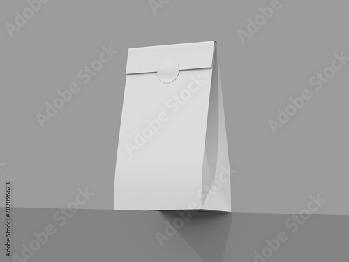 Isometric White Blank Pouch with Sticker Label 3D Mockup