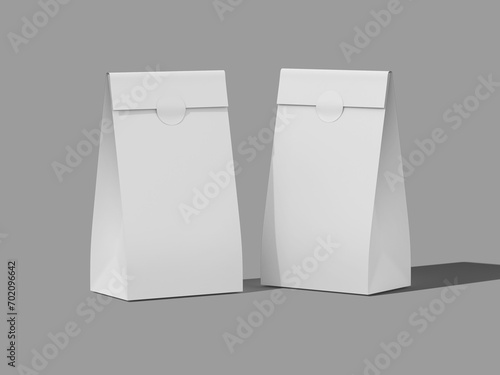 Front View White Blank Pouch Packaging 3D Mockup