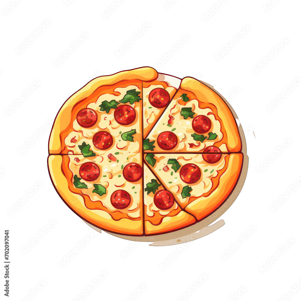 vibrant illustration of a classic pepperoni pizza vibrant illustration of a classic pepperoni pizza