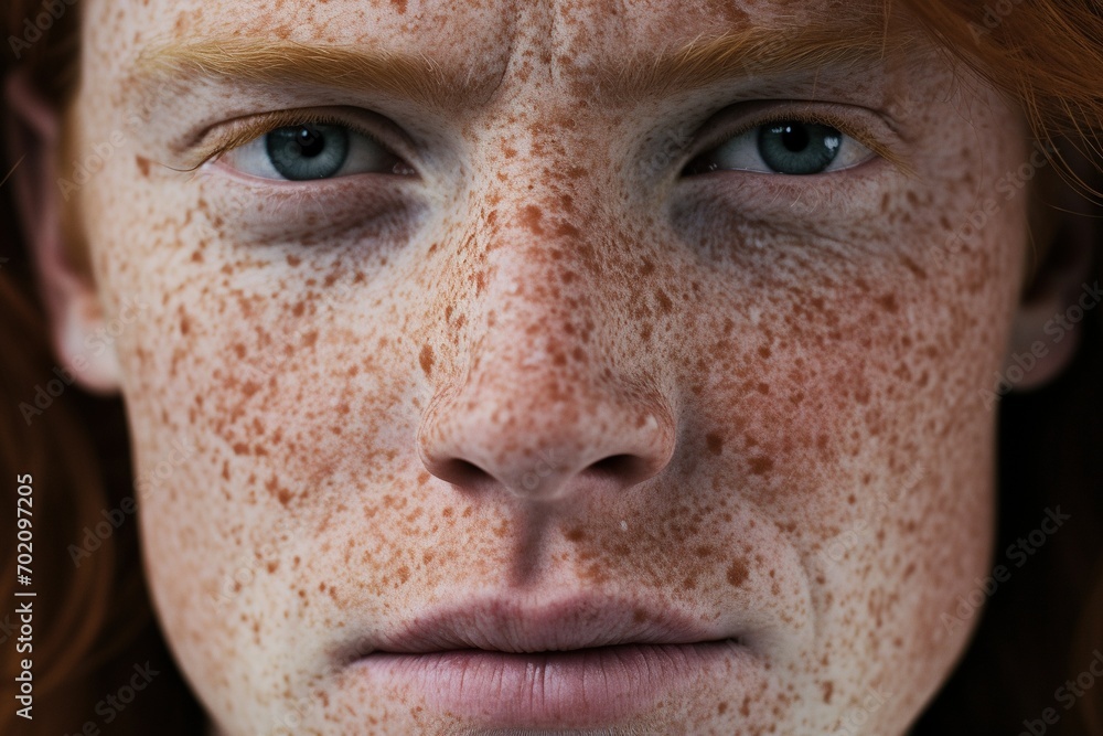Fototapeta premium Close-up of freckled man looking at camera