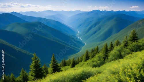 Scenic Mountain Views: Highlight the beauty of majestic mountain landscapes. © Flukky