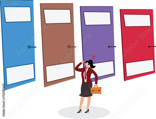 Choice, Door,Decisions,Recruitment,Abstract,Accessibility, Businesswoman