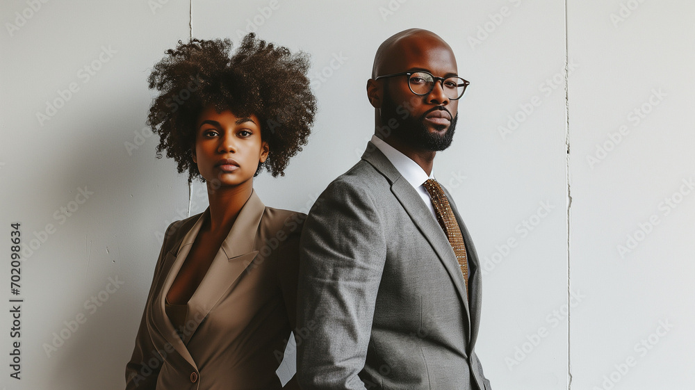 Business men and women standing tall and confident Business men and women standing tall and confident