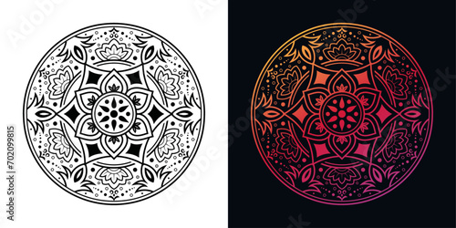 mandala isolated on background. gradient mandala with floral patterns
