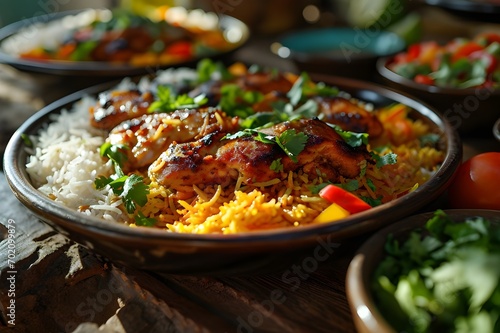 Chicken biryani is a dish that originated in India but is popular throughout the middle east and in particular Saudi Arabia.