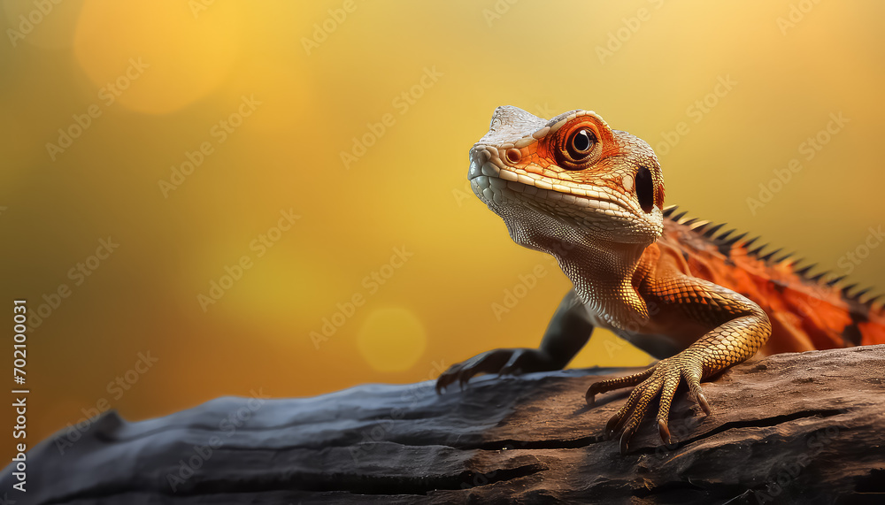 Lizard on a log in the tropics